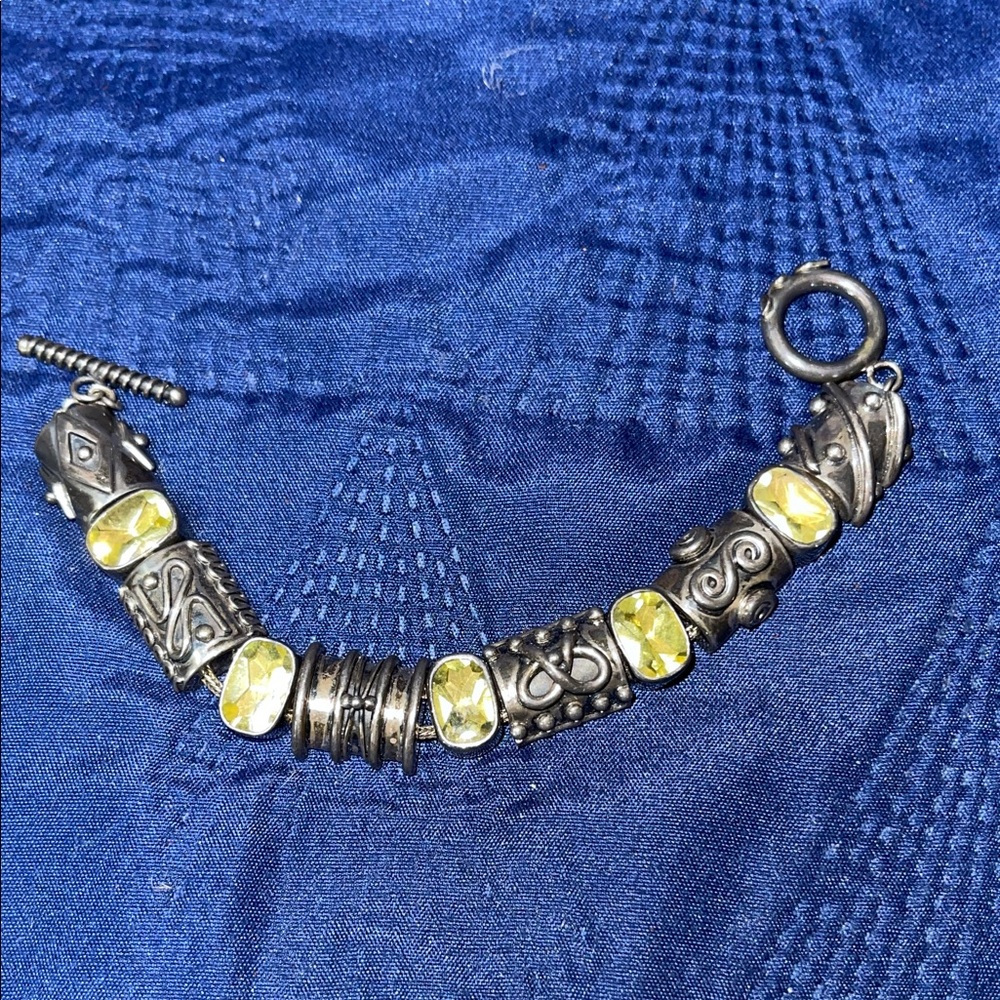 Silver And Prasiolite Large Gemstone Bracelet - image 1